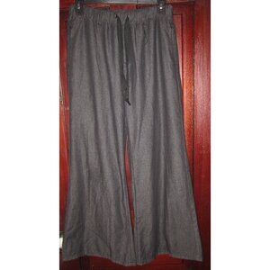 Cider L Leslie Jeans Pants Wide Leg Baggy Elastic Tie Waist Pull On Blk Gray New